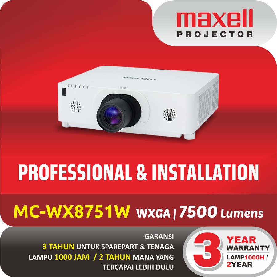 Maxell MC-WX8751W WXGA 7500 Lumens 3LCD Projector Proyektor