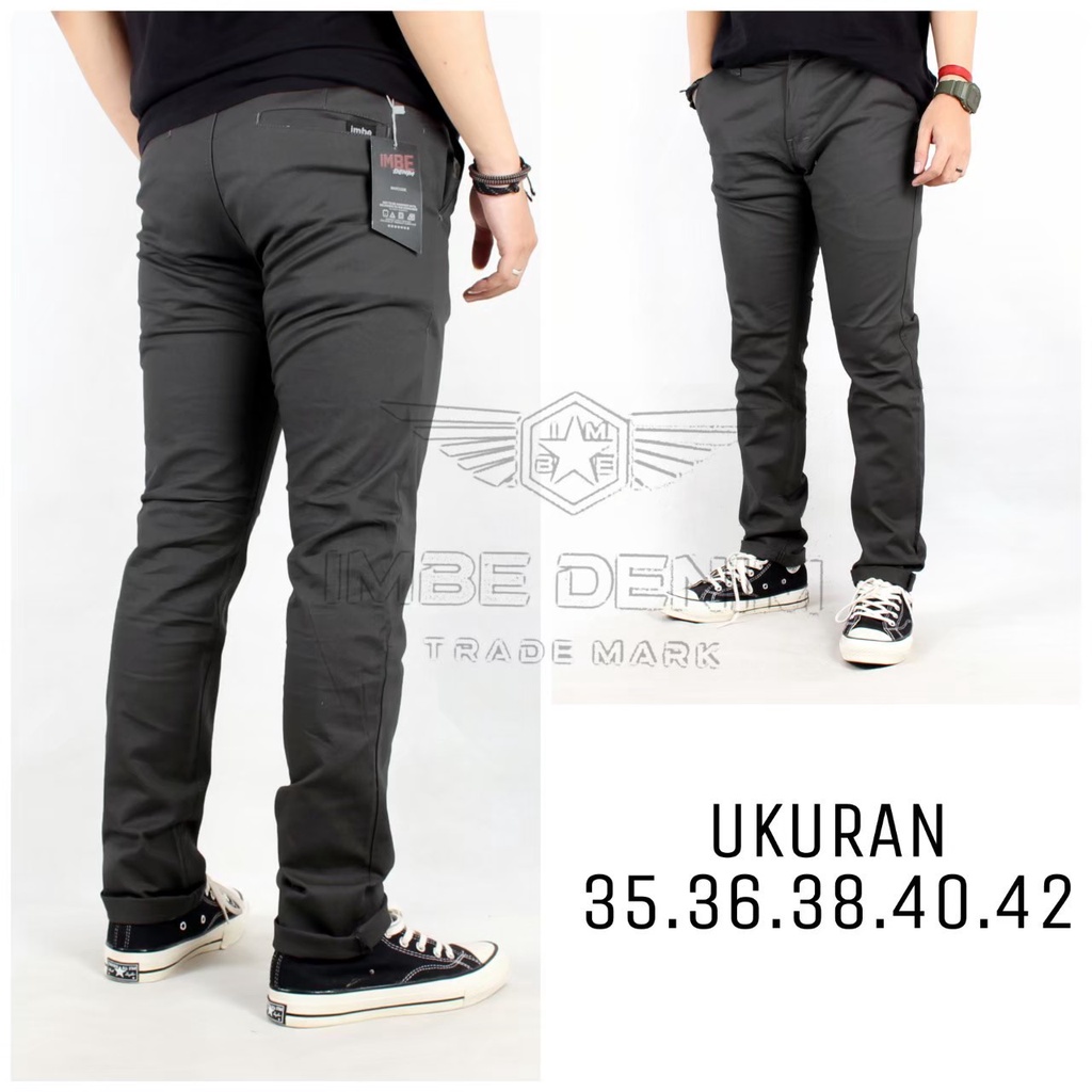 CELANA PRIA CHINO PANJANG JUMBO BIG SIZE ORIGINAL IMBE DENIM - KREAM