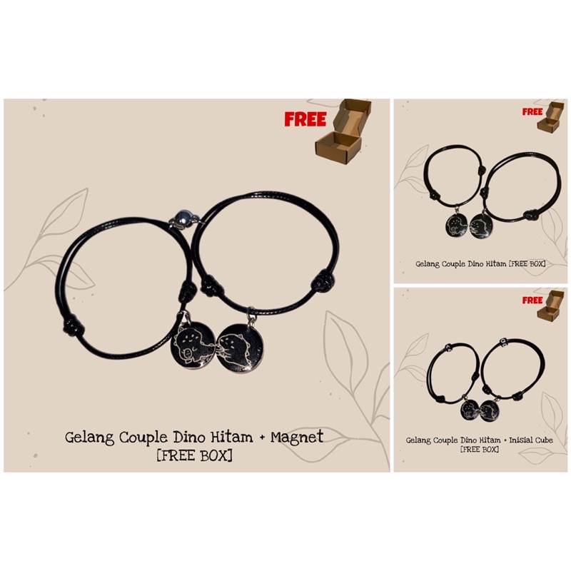 ASB - [SEPASANG] Gelang Couple Dino Hitam FREE BOX