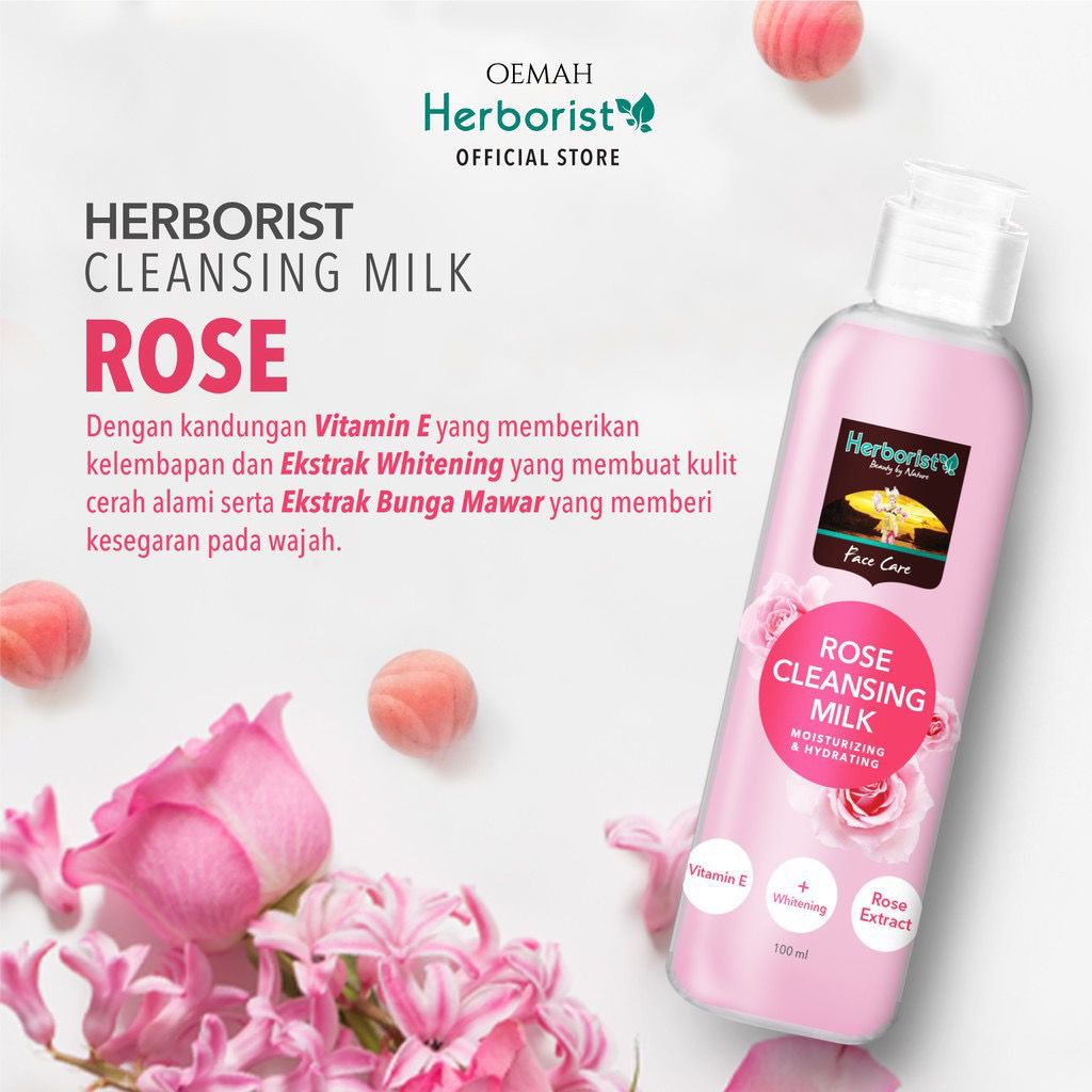 `ღ´ PHINKL `ღ´ 𝕙𝕖𝕣𝕓𝕠𝕣𝕚𝕤𝕥  Herborist Rose Cleansing Milk cleanser cuci muka bahan alami mawar alami