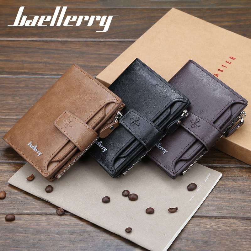 BAELLERRY DOMPET UANG TEBAL BAHAN SEMI KULIT LEMBUT ADA ZIPPER TEMPAT KOIN 3219