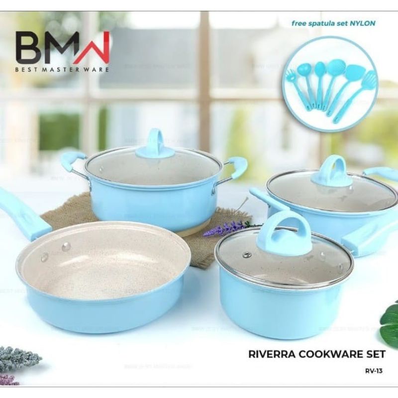 panci set marble Biru || Panci murah
