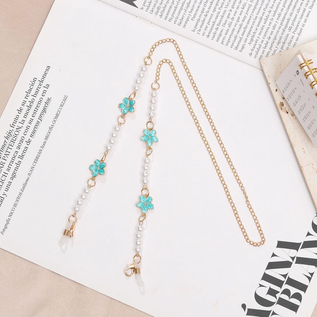 Lily Rantai Kacamata Manik-Manik Sakura Mutiara Kalung Tali Leher Sunglasses Chain