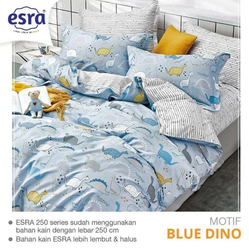Sprei Katun Lokal HomeMade*Esra Motif Blue Dino*