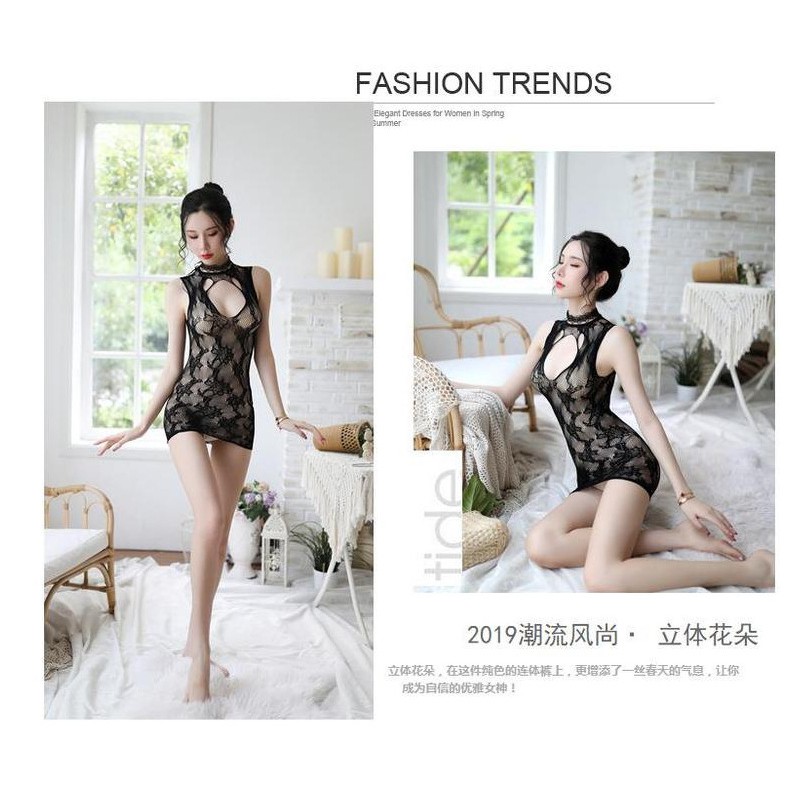 LI-52 fishnet cheongsam baju cina sexy lingerie baju tidur wanita seksi