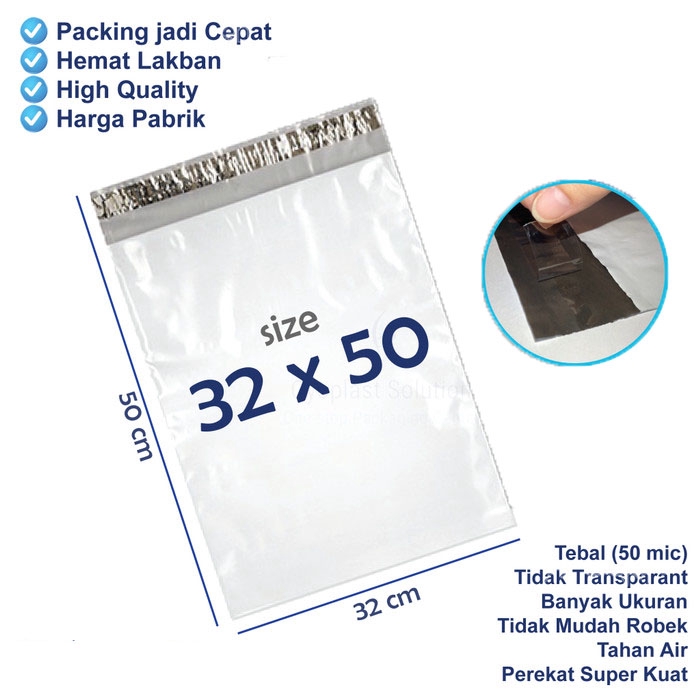 10 Lembar - Polymailer 32X50cm Kantong Plastik Perekat Online Poly Mailer [PUTIH]