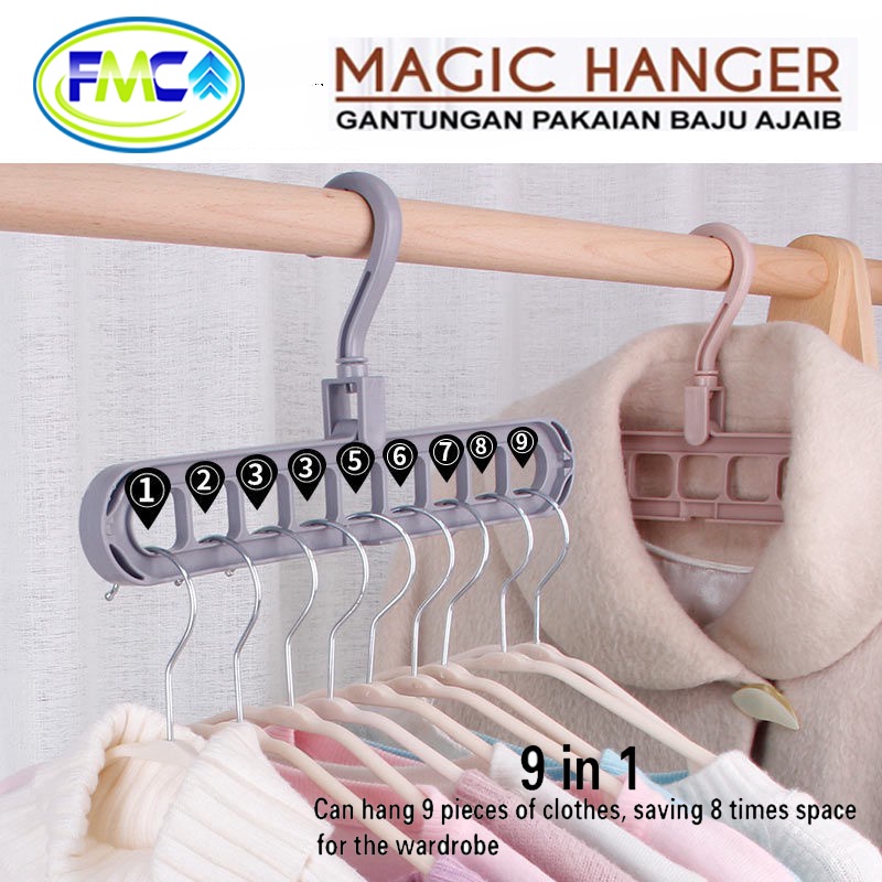 Gantungan Baju 9 Lubang Gantungan Lemari 9 in 1 Gantungan Pakaian Anak Bayi Magic Hanger Serbaguna Multifungsi Murah Praktis Kuat