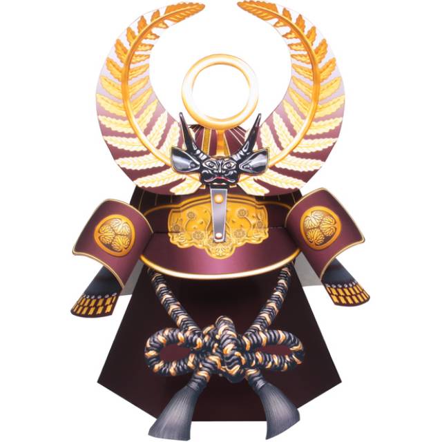 Helmet Black Daikoku Hood Kabuto papercraft