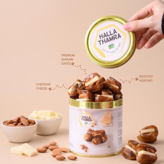 Halla Thamra Kurma Sukari Kacang Almond Dan Cheese / Keju / madu yaman