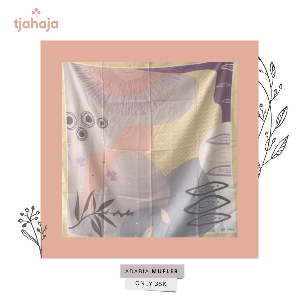 Jilbab Motif Segi Empat ADABIA MUFLER seri SAFONA Ungu Muda Krem Silver Muda Baru Original