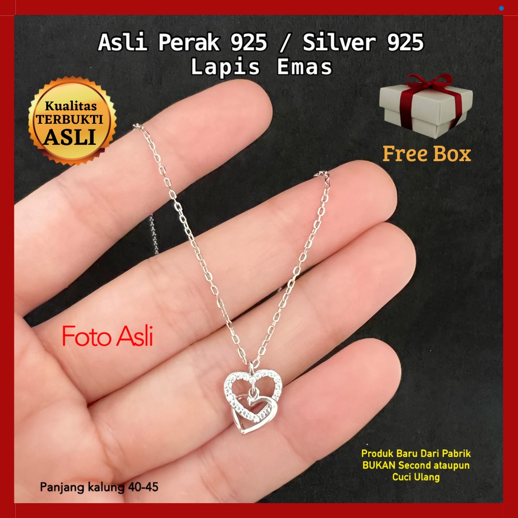 Kalung Wanita Perak Asli Sterling Silver 925 Lapis Emas Putih Murni Bersurat Perhiasan Kalung Dan Li