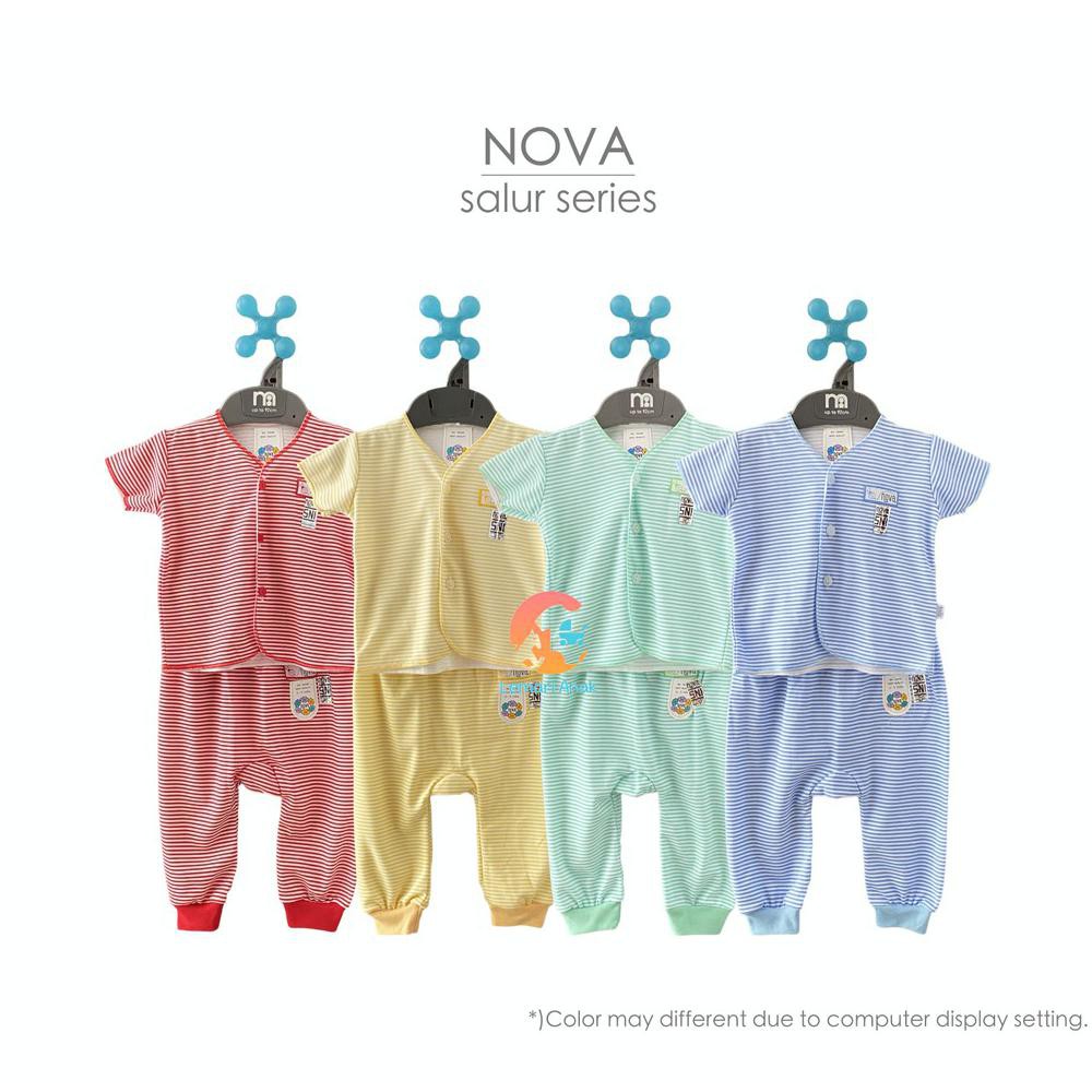 NEW COLLECTION NOVA Setelan Baju Bayi Lengan Pendek + Celana Panjang Motif 0-3 Bulan