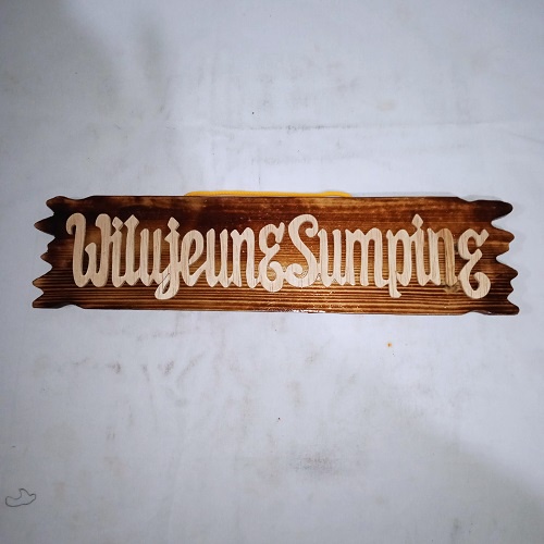 Hiasan Pintu Tulisan &quot; Wilujeng Sumping &quot; Hiasan Dinding Wall Decor Dari Kayu Model Lurus