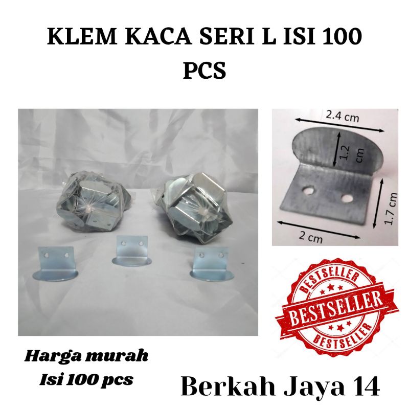 KLEM BESI PLAT PENJEPIT KACA SERI L PENAHAN CERMIN HARGA MURAH BARANG BERKUALITAS ISI 100bj/pack