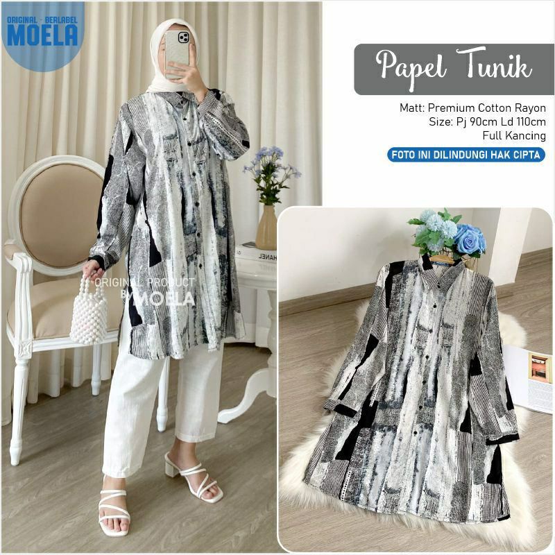 Tunik Rayon Wanita Motif Kekinian LD 100 - 140 Cm