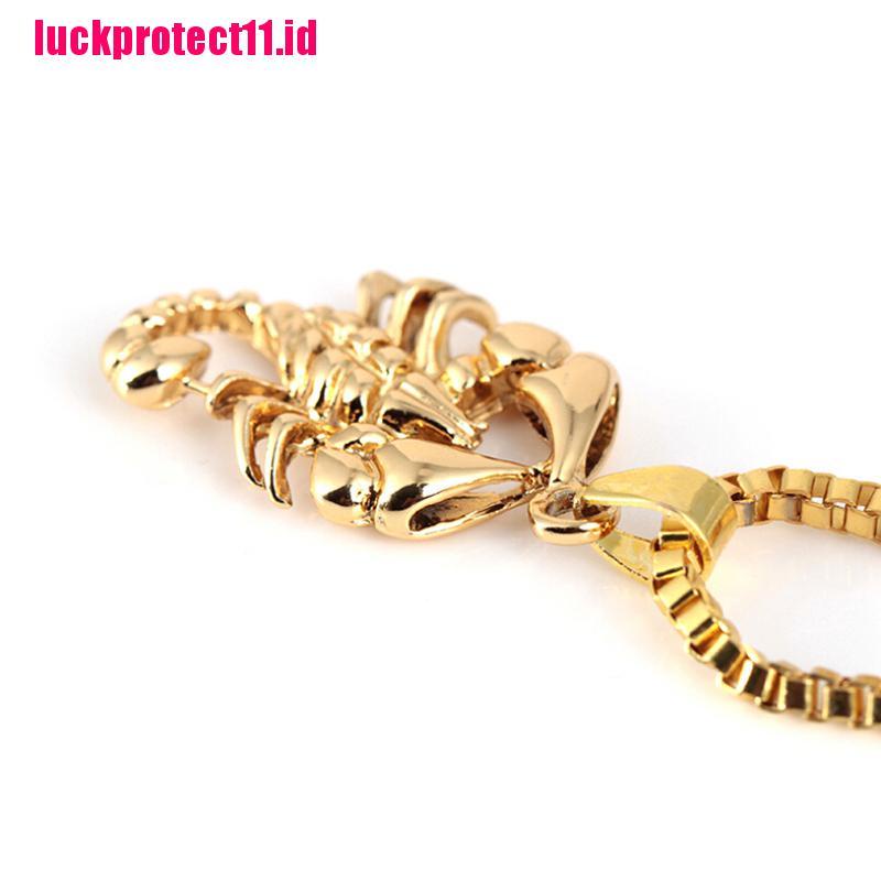 Kalung Rantai Panjang Desain Scorpio Gaya Hip Hop Punk Rock Untuk Pria
