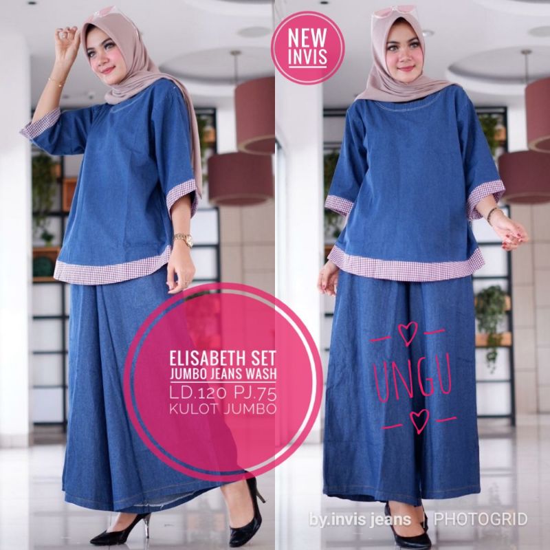 Elizabeth set/setelan jeans wanita/one set jeans
