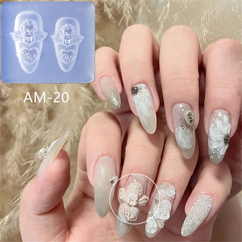 Siy 4pcs Cetakan Resin Epoksi Bahan Silikon Desain Malaikat Untuk Dekorasi Nail Art