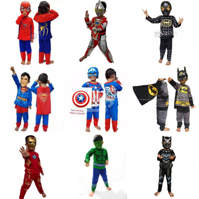 KOSTUM ANAK TOPENG SUPERHERO HULK CAPTAIN AMERICA TAMENG SPIDERMAN VENOM ULTRAMEN IRON MAN BATMAN