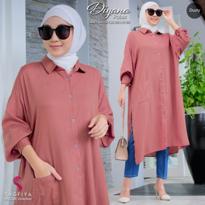 Diyana long tunik katun rayon LD 140 jumbo XXXXL bigsize