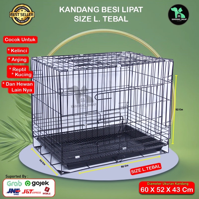 KANDANG BESI LIPAT SIZE L (60x55x43) TEBAL u/ KUCING, ANJING, KELINCI DLL-2
