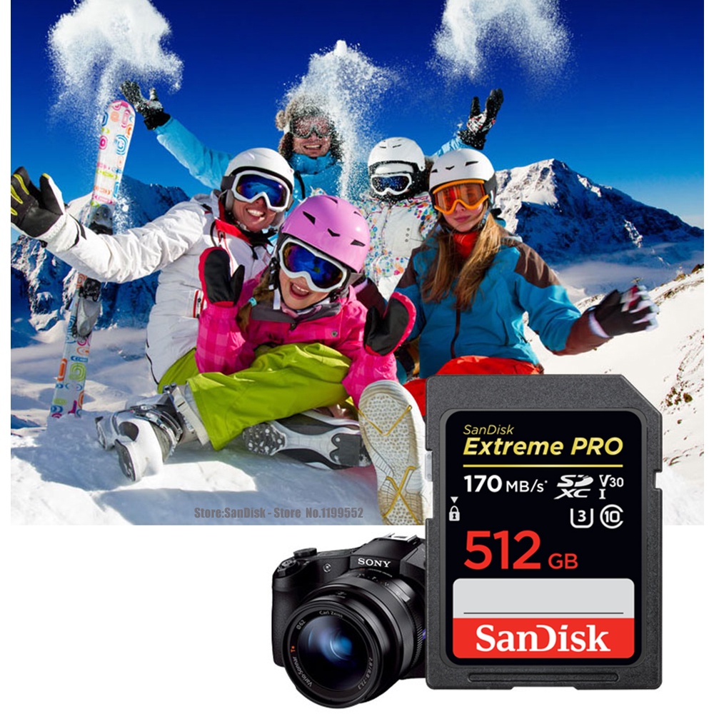 SanDisk [100% ORI DI JAMIN] Extreme Pro SDXC Card UHS-I U3 V30 Class 10 Real 170 MB/s 512GB 256GB 128GB 64GB SanDisk Original SD Card 32GB 64GB 128GB 256GB Extreme Pro SDHC SDHXC Memory Card C10 U3 V30 UHS-1 Flash Card For Camera Memori Card Kamera