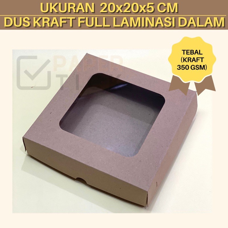 

Box Laminasi 20x20x5 CM Dus Packaging Window Box Kue Brownies Dus Makanan Nasi Box Kemasan Dus