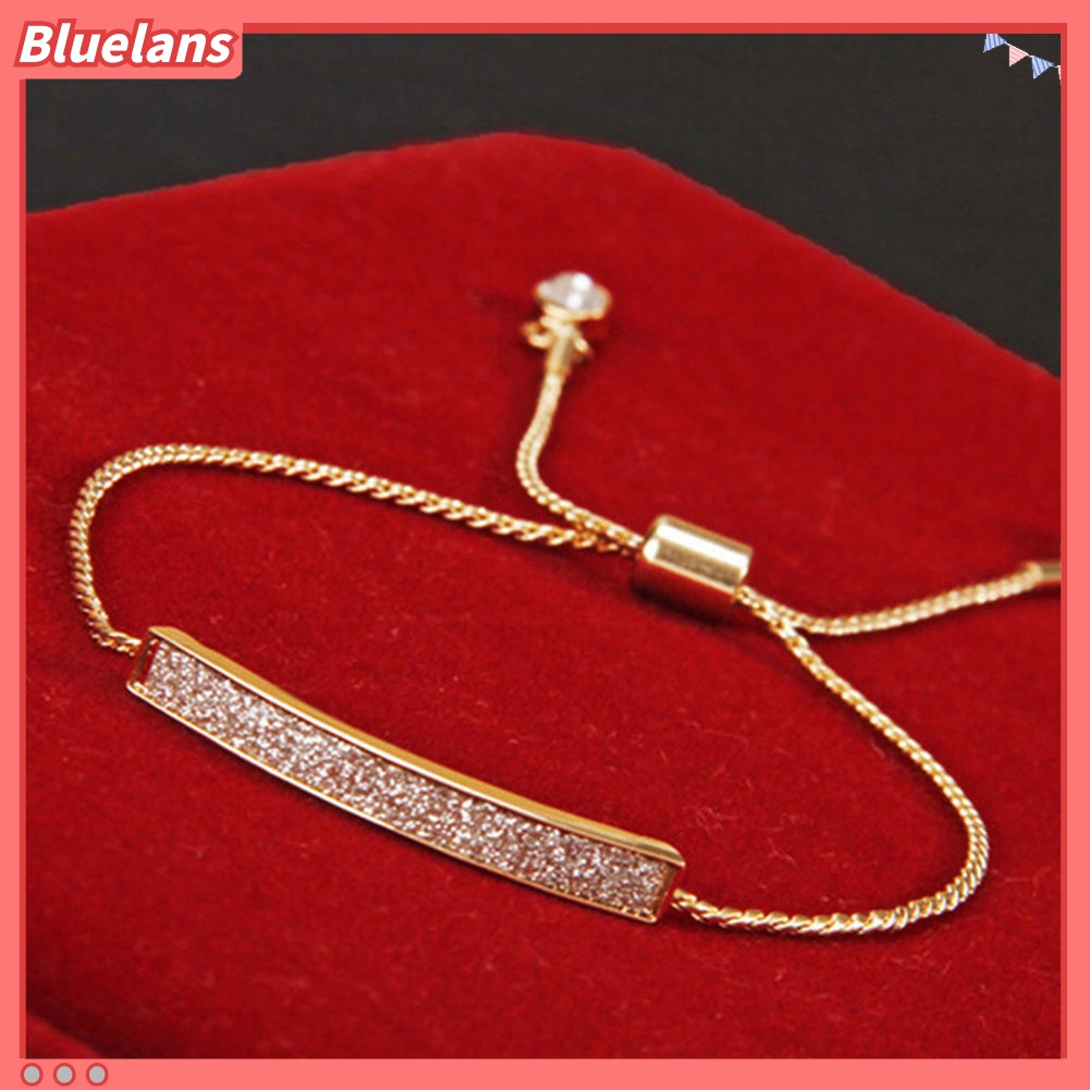 Bluelans Gelang Bangle Model Serut Adjustable Aksen Glitter Untuk Wanita