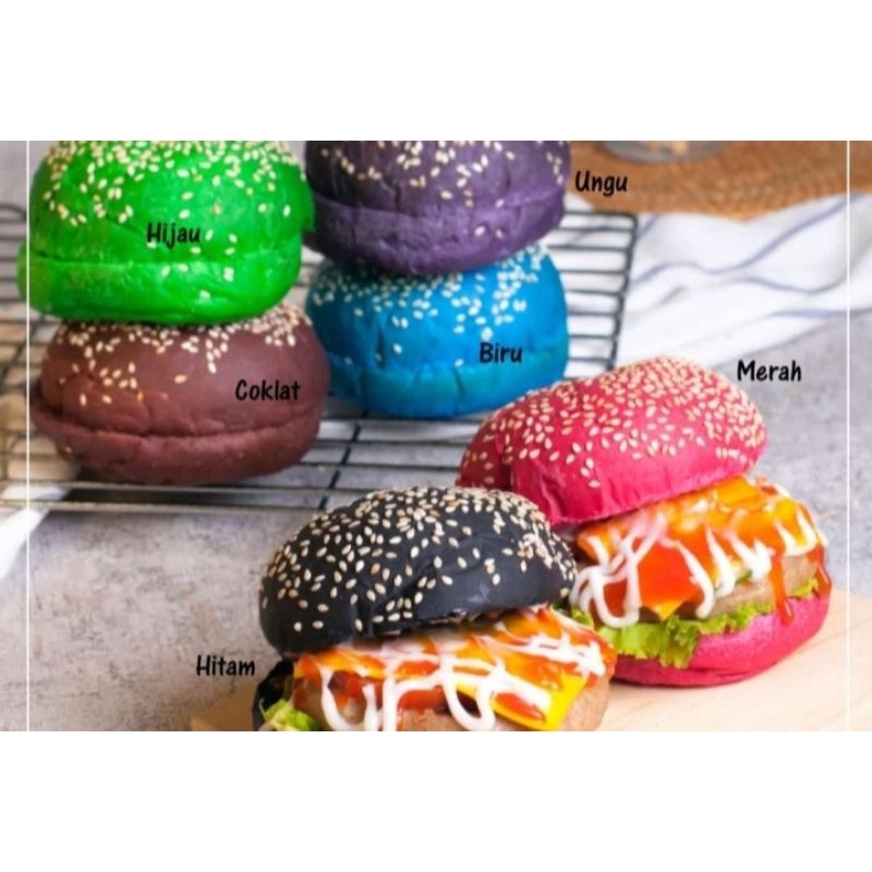 Jual Roti Burger Warna Warni Empuk Ukuran 10cm Rainbow Burger Indonesia Shopee Indonesia