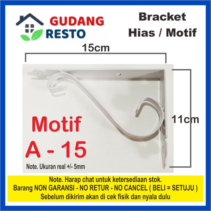 TIPE A-15 RAK / SIKU BRACKET BESI HIAS / MOTIF / DEKORASI DINDING AMBALAN PENYANGGA / SHELF