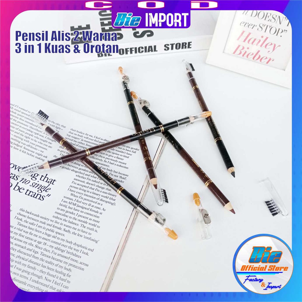 PENSIL ALIS 2 WARNA HANBO 3 IN 1/ Eyebrow black color