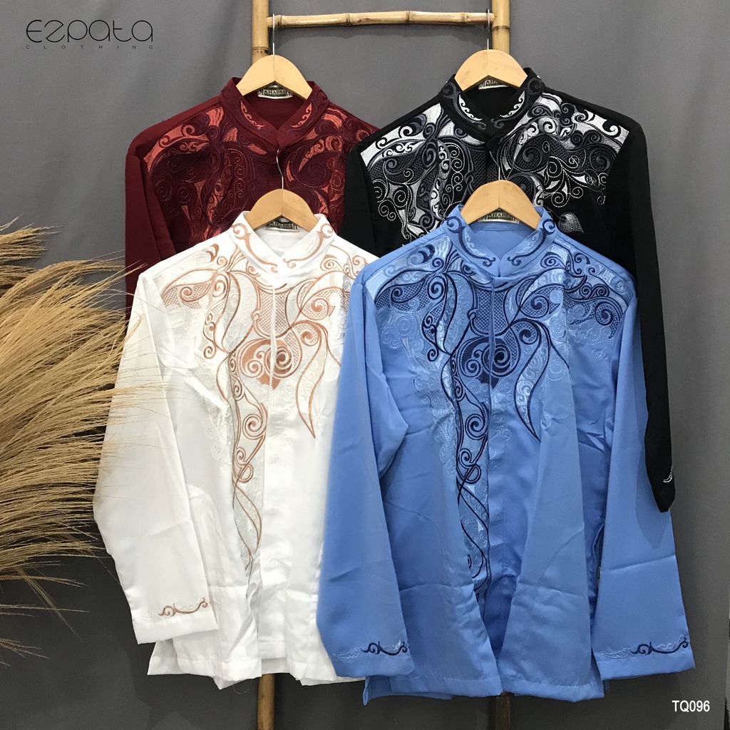 Baju Muslim Taqwa Koko Mahabbah Pria Dewasa Lengan Panjang Ukuran M, L, XL Bahan Katun Adem Motif Bordir