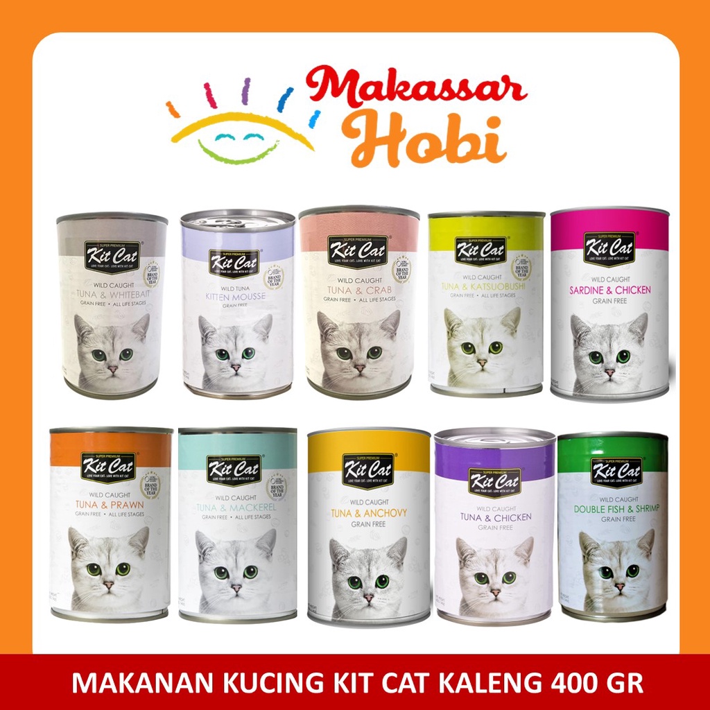 Makanan Kucing Basah KIT CAT Kitcat Kaleng 400gr 400g 400 gr gram Wet Can Canned Food Sarden Kornet Kalengan