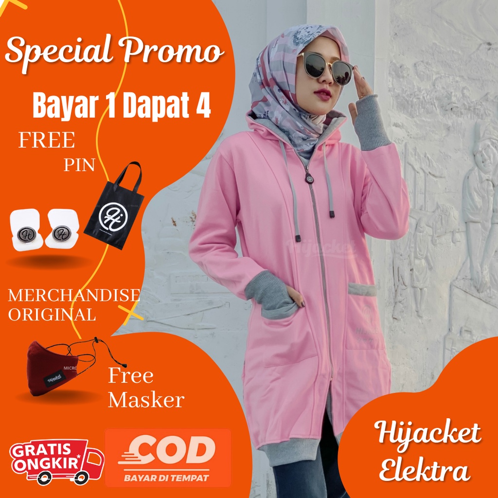 Jaket Hoodie Wanita Muslimah Ukuran XXL Model Outer Panjang Terbaru