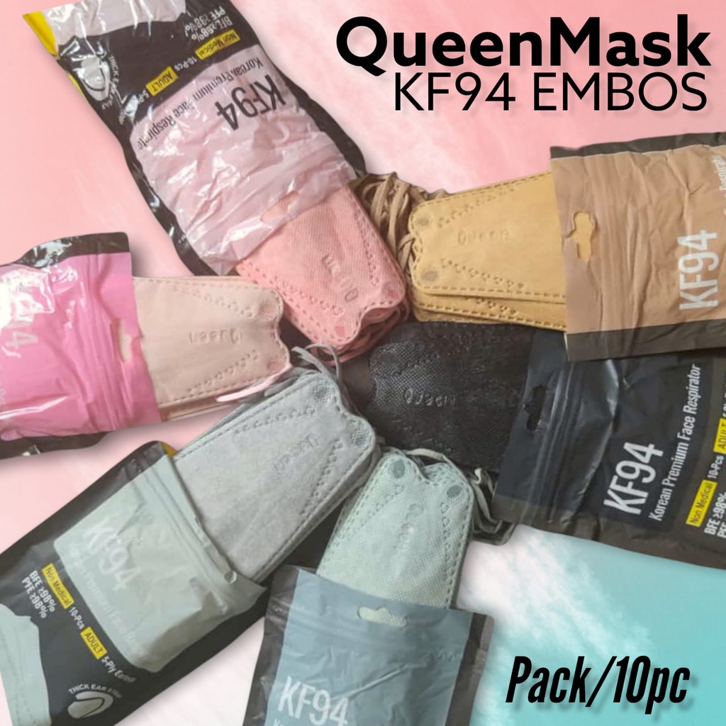 QUEENMASK KF94 EMBOS /10 - MASKER PREMIUM KF94 QUEEN MASK 4PLY MEDICAL GRADE