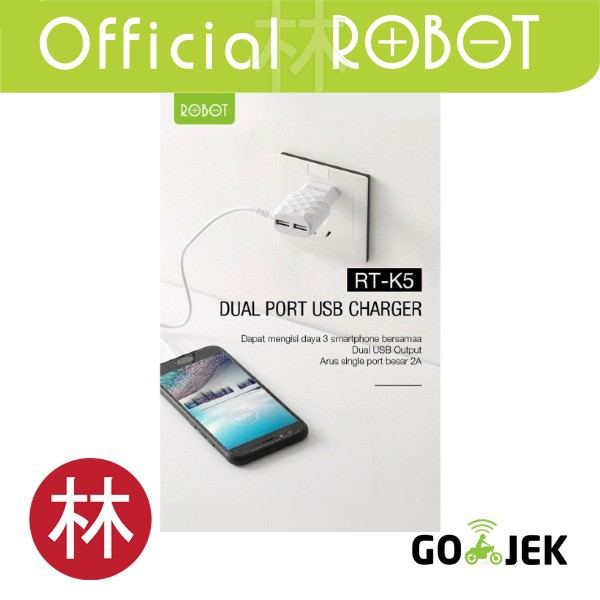 Robot RT-K5 Dual USB Output 2.1A Charge 3 Devices