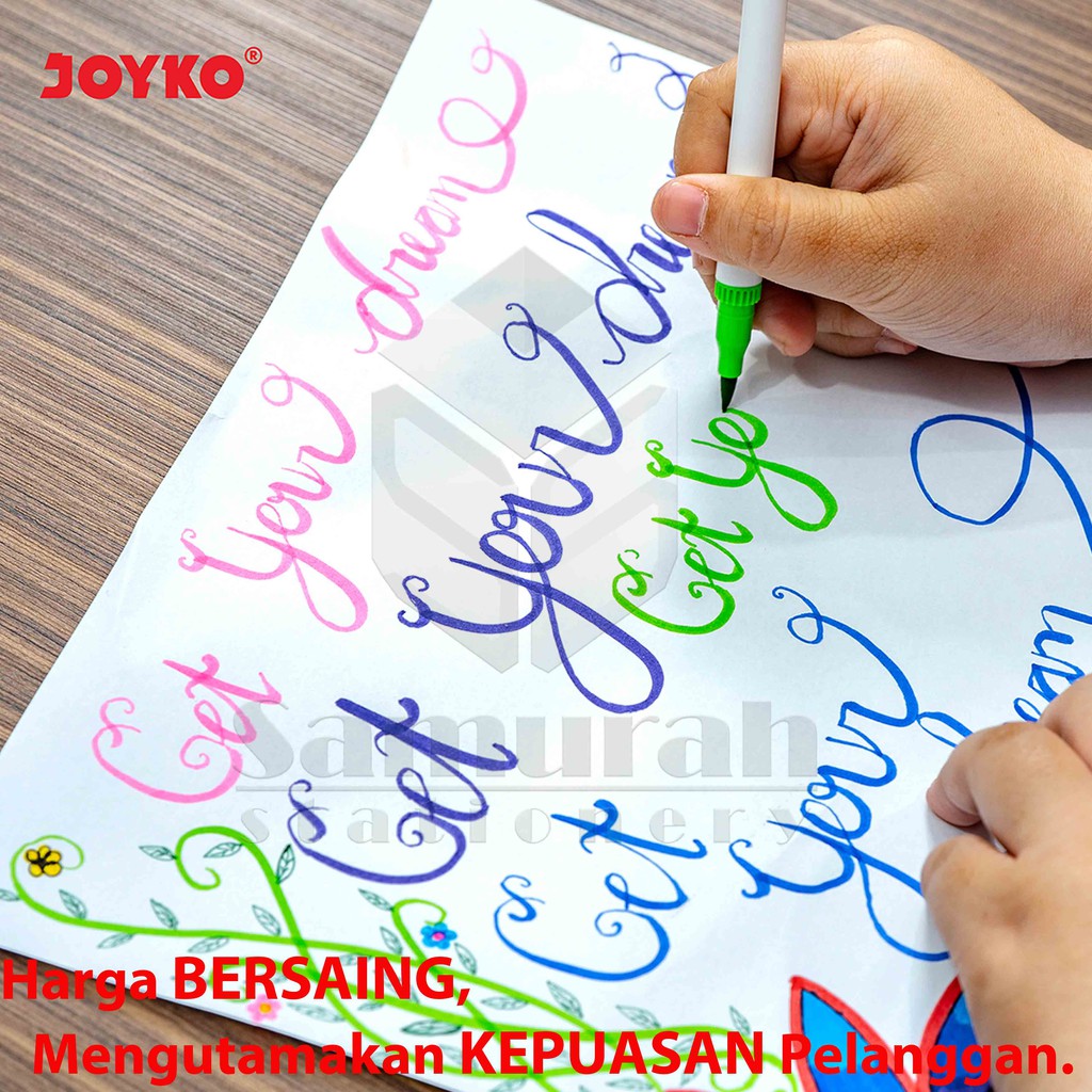 Spidol Set Joyko 12 Warna CLP-06 / Color Brush Pen 12 Colours CLP 06 - 2 mata pena halus dan kuas