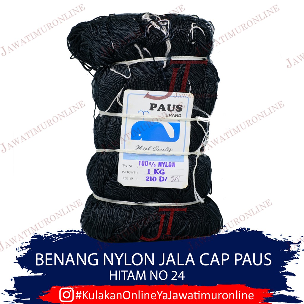 Benang Nilon - Benang Jahit Jala cap PAUS 24 Hitam - Benang Nylon Jala