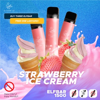 ELFBAR ELF BAR 1500 Strawberry Ice Cream Disposable Pod / Disposable Vape / Vape Sekali Pakai