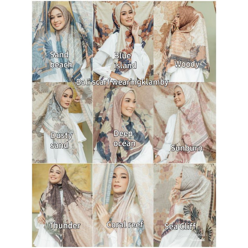 (Ready) BALI SCARF WEARINGKLAMBY Sunburn, Deep ocean, Dustysand