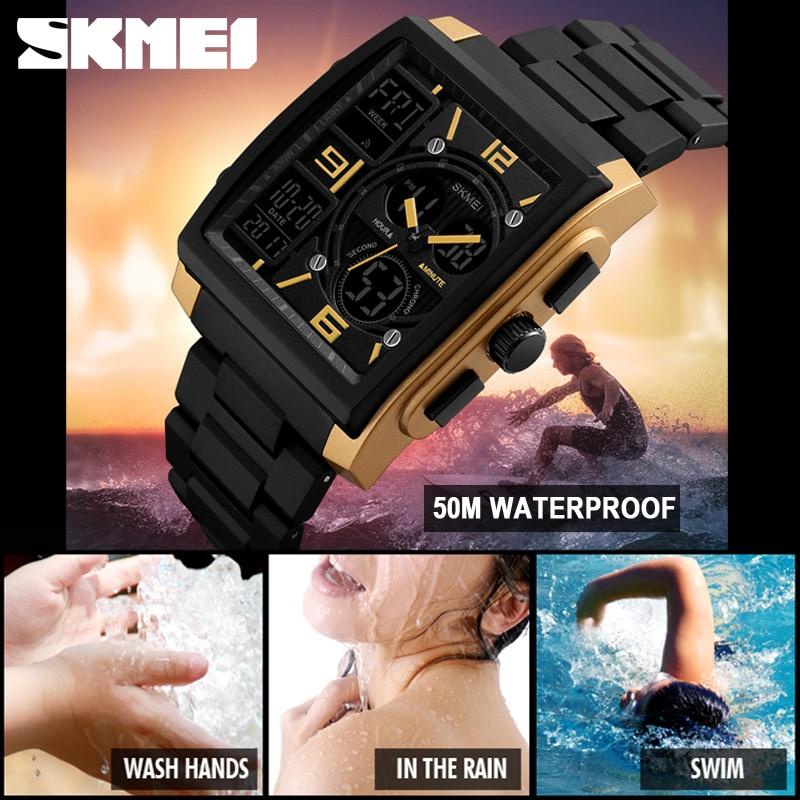 Jam Tangan Pria Premium Business Digital LED - Acrylonitrile Butadiene Styrene  (ABS) 43 mm - Anti Air 50 M Renang - Water Resistant Watches 1274