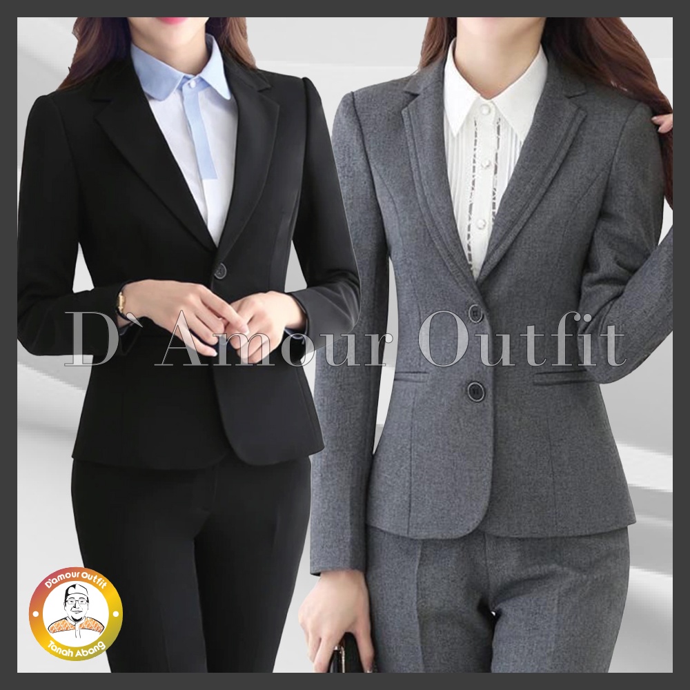 Jas Blazer Wanita Jas Kerja Kantor Cewe Polos Dewasa Anak Jaket Blezer Cewek Pakaian Formal Kantoran Dasar Hitam Blezer Kantor Wanita Premium Jas Wanita Slimfit Resmi Kantoran, Jas Kawinan Jas Blazer Standar &amp; JUMBO  Ootd Korean Style | Damour Outfit [2]