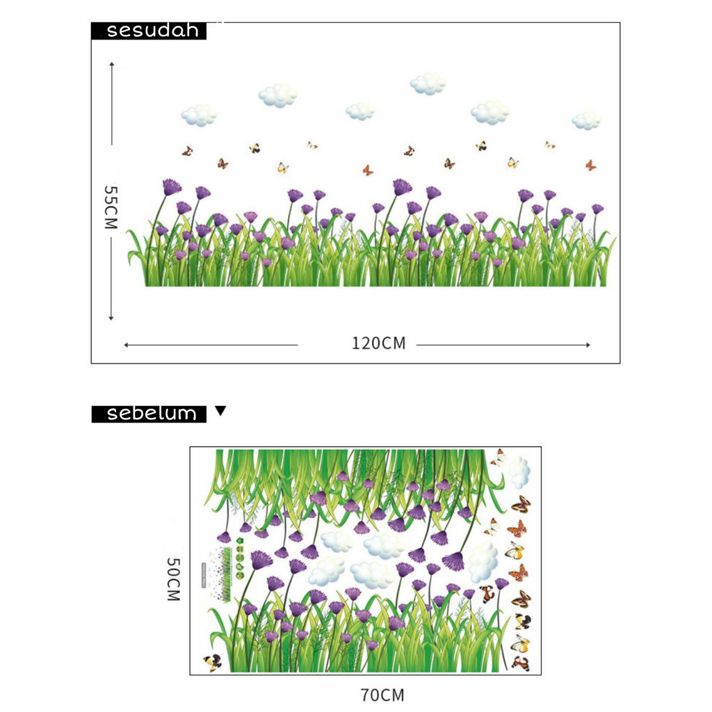 RELIZA WALLSTICKER RUMPUT HIJAU BUNGA FLOWERS GRASS WALL STICKER SK7005