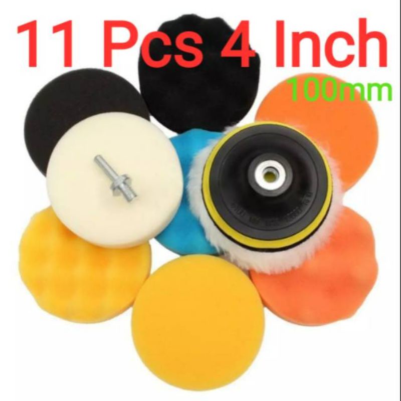Busa Alat Poles Body Motor Mobil 11 Pcs 4 Inch 100mm Komplit Polishing Compound Finishing