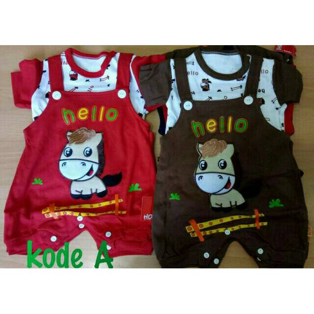 Baju jumper bayi baju kodok 2pc karakter hello horse