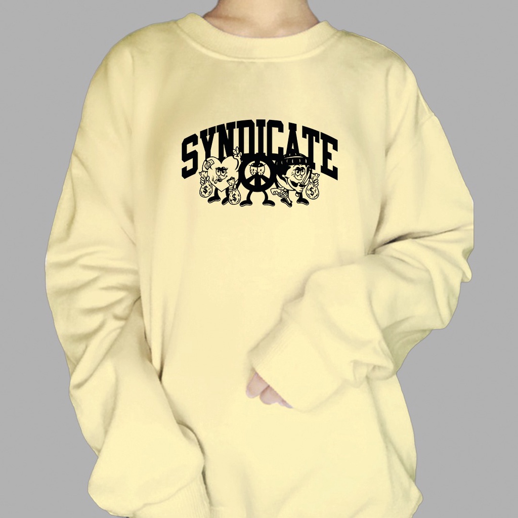 CREWNECK SWEATER WANITA CASUAL SYNDICATE OUTFIT FLEECE TEBAL PREMIUM TERBARU'