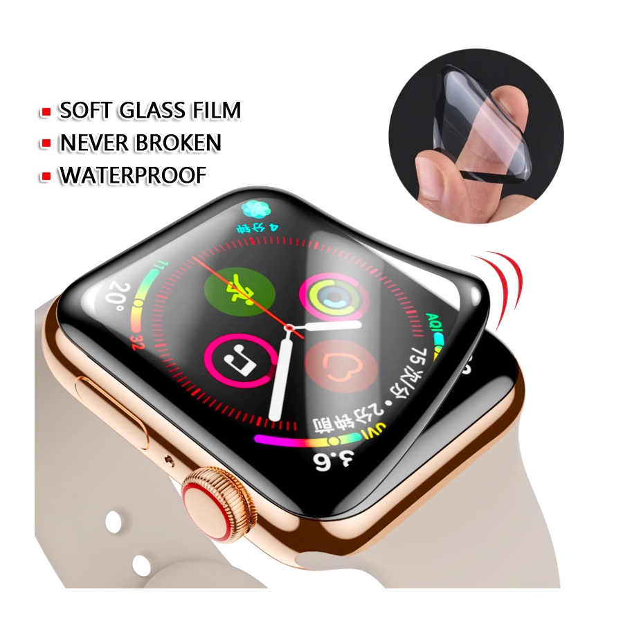 Tempered Glass Full 3D Apple Watch 41 45 38 40 42 44mm Anti Gores iWatch Seri 1 2 3 4 5 6 7 8 9 SE