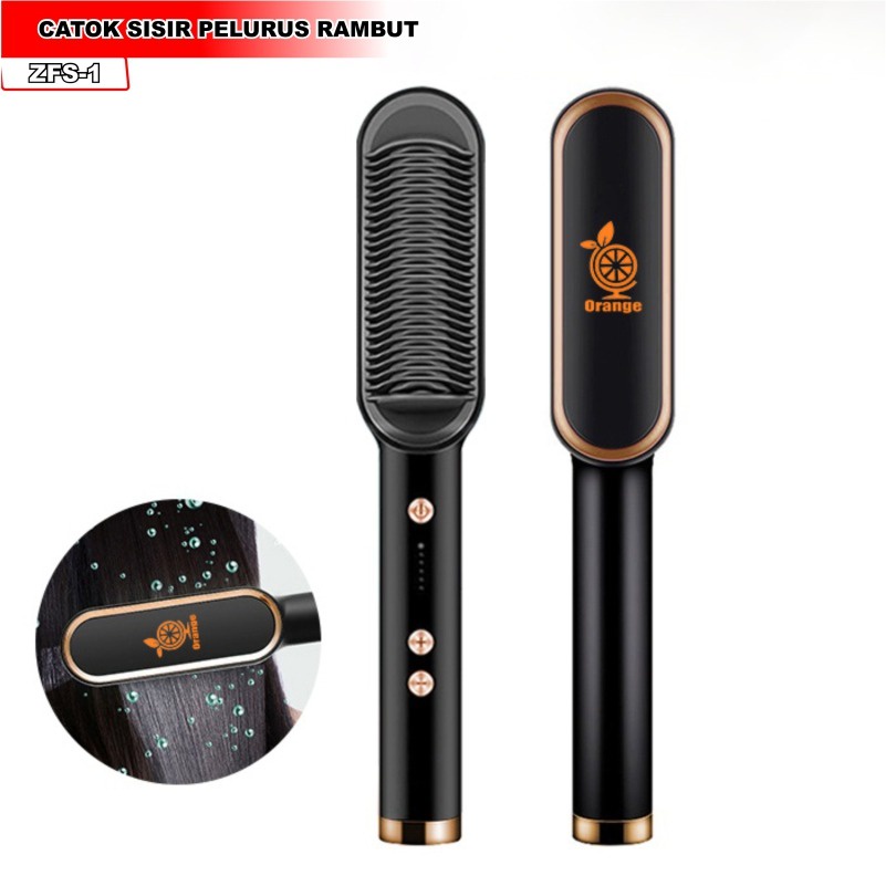 Catok Sisir Pelurus Rambut Hair Straightener Curler 2 in 1 catokan sisir listrik - ZFS