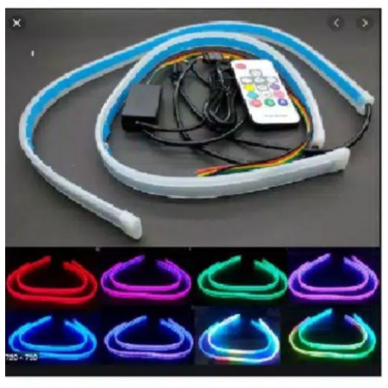 Lampu Alis RGB Drl Flexibel Slim RGB Remote Rubah Warna 30cm 45cm 60cm nmax pcx mobil lexi adv
