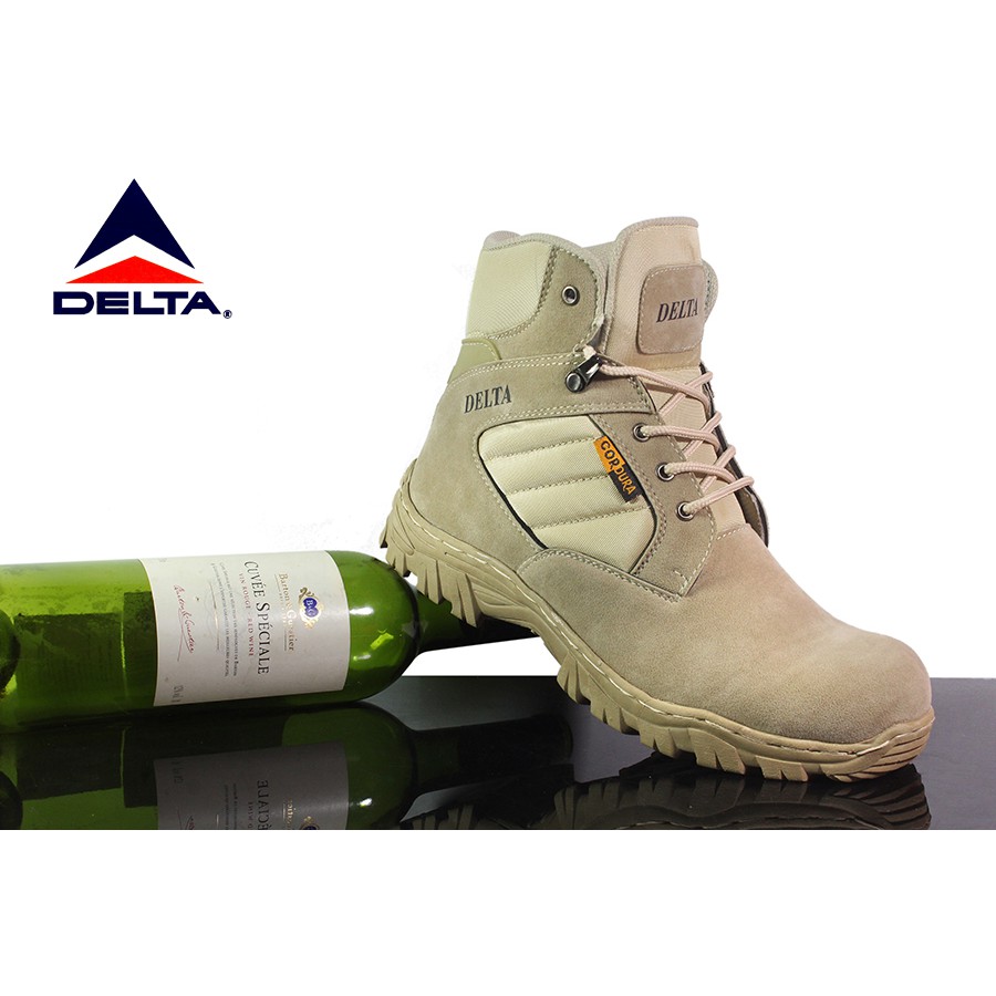 sepatu pria boots safety DELTA cordura tactical gurun tinggi 6 inci cream original suede